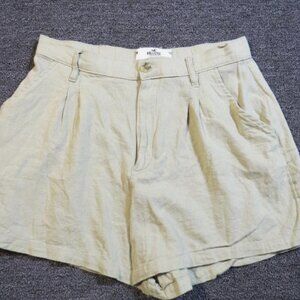 Hollister Shorts Womens Medium Beige Ultra High Rise Linen Blend Casual Summer